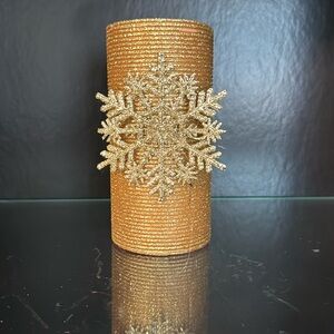 Gold Snowflake Candle.